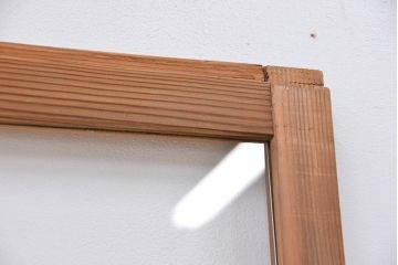 アンティーク　古い木味のレトロなシンプルガラス引き戸　4枚セット(ガラス戸、建具)