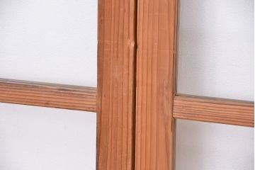 アンティーク　古い木味のレトロなシンプルガラス引き戸　4枚セット(ガラス戸、建具)