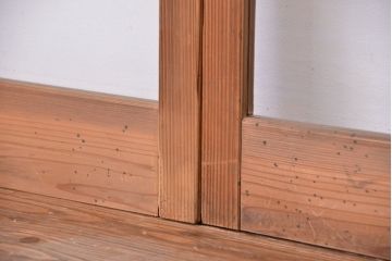 アンティーク　古い木味のレトロなシンプルガラス引き戸　4枚セット(ガラス戸、建具)