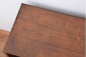 アンティーク家具　アンティーク　古い木の結霜ガラス収納棚(下駄箱)