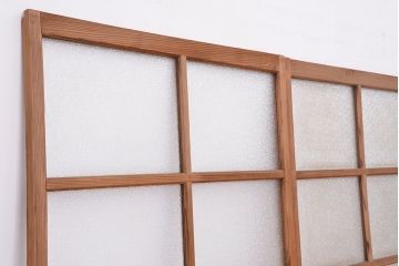 古い木味の背の低いダイヤガラス引き戸2枚セット(ガラス戸)