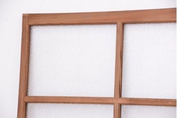 古い木味の背の低いダイヤガラス引き戸2枚セット(ガラス戸)