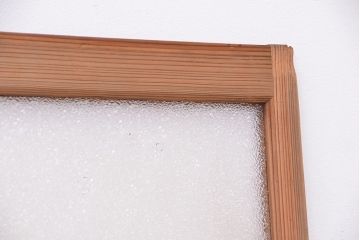 古い木味の背の低いダイヤガラス引き戸2枚セット(ガラス戸)