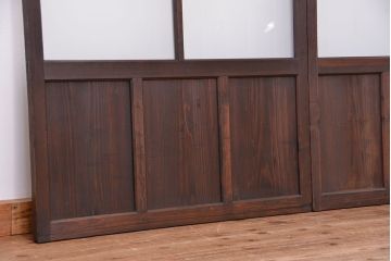 古民具・骨董　素敵なデザインのすりガラス引き戸2枚セット(ガラス戸)