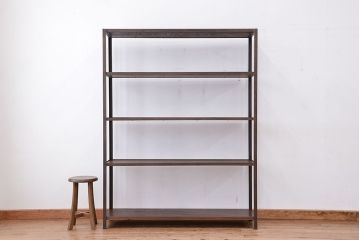 使い方いろいろ!シンプルなラフジュ工房オリジナルアイアンラック【中】(4)(飾り棚、陳列棚)