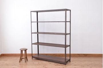 使い方いろいろ!シンプルなラフジュ工房オリジナルアイアンラック【中】(4)(飾り棚、陳列棚)