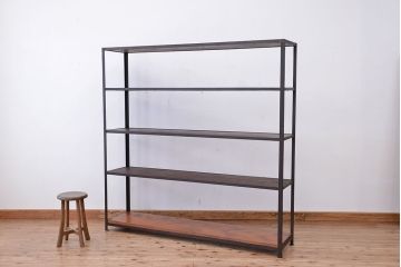 使い方いろいろ!シンプルなラフジュ工房オリジナルアイアンラック【大】(1)(飾り棚、陳列棚)