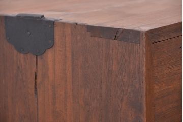 アンティーク家具　古い木の鉄脚アンティークローボード(ローチェスト)?