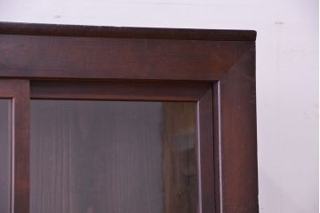アンティーク家具　古民具・骨董　四枚引き戸二段重ね関西収納棚(水屋箪笥、ガラスケース、食器棚)