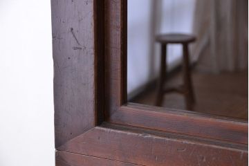 アンティーク家具　古民具・骨董　四枚引き戸二段重ね関西収納棚(水屋箪笥、ガラスケース、食器棚)