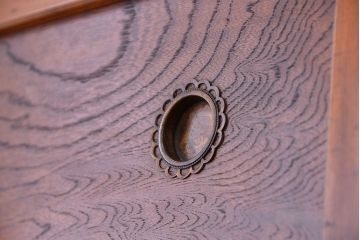 アンティーク家具　大正〜昭和初期　変わり型二段重ね水屋箪笥(食器棚、収納棚)