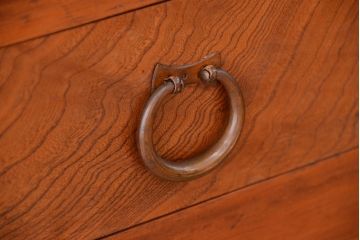 アンティーク家具　大正〜昭和初期　変わり型二段重ね水屋箪笥(食器棚、収納棚)