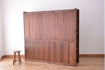 アンティーク家具　大正〜昭和初期　変わり型二段重ね水屋箪笥(食器棚、収納棚)