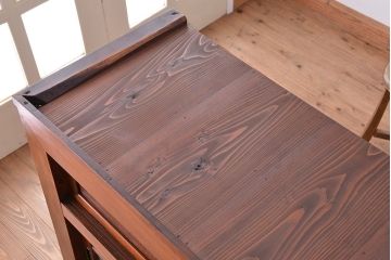 アンティーク家具　大正〜昭和初期　変わり型二段重ね水屋箪笥(食器棚、収納棚)