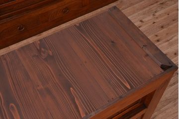 アンティーク家具　大正〜昭和初期　変わり型二段重ね水屋箪笥(食器棚、収納棚)