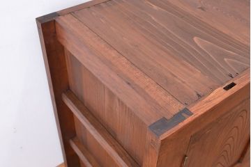 アンティーク家具　大正〜昭和初期　変わり型二段重ね水屋箪笥(食器棚、収納棚)