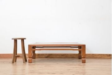 アンティーク家具　古い欅材の一枚板の座卓(テーブル)(2)