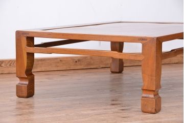 アンティーク家具　古い欅材の一枚板の座卓(テーブル)(2)