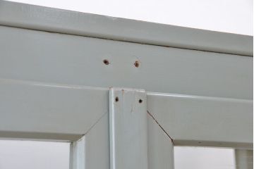 アンティーク家具　シンプルでクールな6面ガラスケビント(ブルーグレイ)(ショーケース)