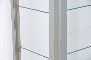 アンティーク家具　シンプルでクールな6面ガラスケビント(ブルーグレイ)(ショーケース)