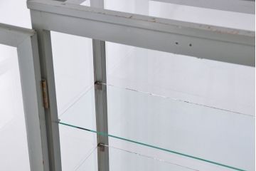 アンティーク家具　シンプルでクールな6面ガラスケビント(ブルーグレイ)(ショーケース)