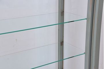 アンティーク家具　シンプルでクールな6面ガラスケビント(ブルーグレイ)(ショーケース)