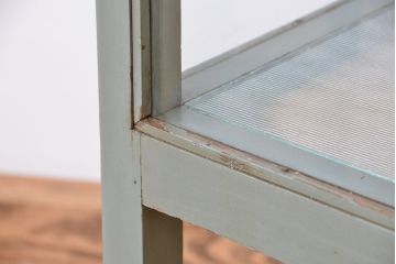 アンティーク家具　シンプルでクールな6面ガラスケビント(ブルーグレイ)(ショーケース)