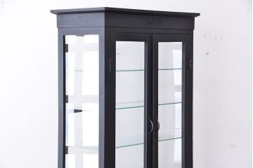 アンティーク家具　アンティーク　シックで上品なブラックカラーのケビントガラスケース(ショーケース)