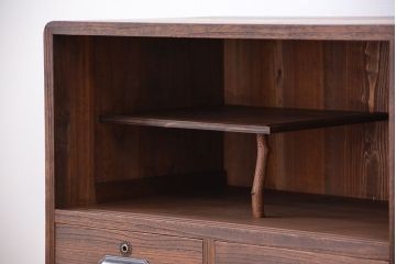 アンティーク家具　アンティーク　古い木の鉄脚付モールガラスローボード(ローチェスト)