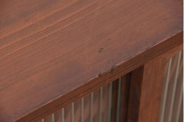 アンティーク家具　アンティーク　桐材のモールガラス引き戸の引き出し付ローボード(ローチェスト)