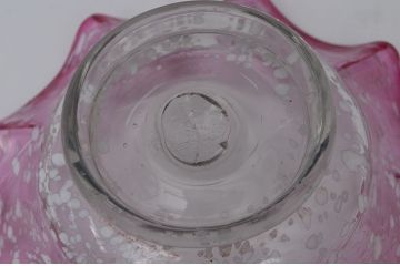 アンティーク雑貨　大正期　赤縁フリル2色吹雪文様氷コップ