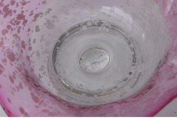 アンティーク雑貨　大正期　赤縁フリル2色吹雪文様氷コップ