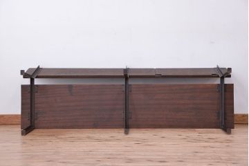 アンティーク家具　古材無垢材を使った背もたれ付シンプル長イス・ベンチ(長椅子)(大)