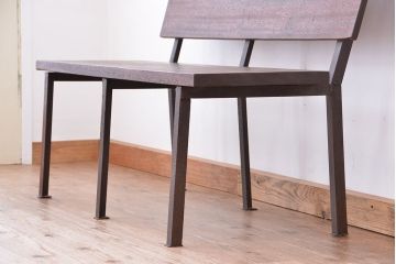 アンティーク家具　★古材無垢材を使った背もたれ付シンプル長イス・ベンチ(長椅子)(中)