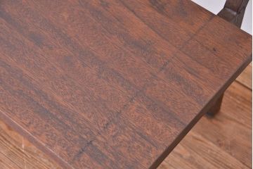 アンティーク家具　★古材無垢材を使った背もたれ付シンプル長イス・ベンチ(長椅子)(中)
