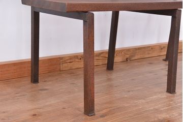 アンティーク家具　★古材無垢材を使った背もたれ付シンプル長イス・ベンチ(長椅子)(中)