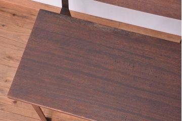 アンティーク家具　アンティーク　古材無垢材を使った背もたれ付シンプル長イス・ベンチ(長椅子)(中)(3)