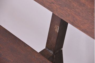 アンティーク家具　アンティーク　古材無垢材を使った背もたれ付シンプル長イス・ベンチ(長椅子)(中)(3)