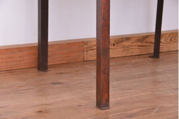 アンティーク家具　アンティーク　古材無垢材を使った背もたれ付シンプル長イス・ベンチ(長椅子)(中)(3)