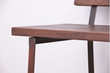 アンティーク家具　アンティーク　古材無垢材を使った背もたれ付シンプル長イス・ベンチ(長椅子)(中)(3)