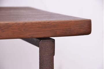アンティーク家具　アンティーク　古材無垢材を使った背もたれ付シンプル長イス・ベンチ(長椅子)(中)(3)