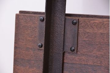 アンティーク家具　アンティーク　古材無垢材を使った背もたれ付シンプル長イス・ベンチ(長椅子)(中)(3)