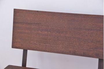 アンティーク家具　★古材無垢材を使った背もたれ付シンプル長イス・ベンチ(長椅子)(中)