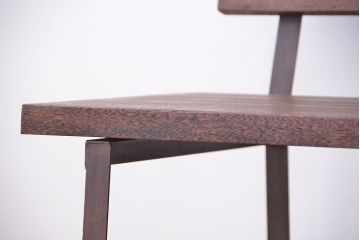アンティーク家具　★古材無垢材を使った背もたれ付シンプル長イス・ベンチ(長椅子)(中)