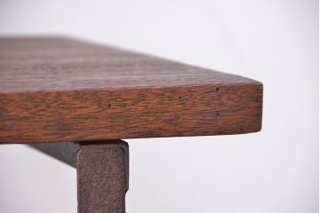 アンティーク家具　★古材無垢材を使った背もたれ付シンプル長イス・ベンチ(長椅子)(中)