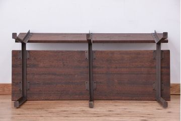 アンティーク家具　★古材無垢材を使った背もたれ付シンプル長イス・ベンチ(長椅子)(中)