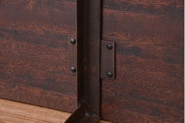 アンティーク家具　★古材無垢材を使った背もたれ付シンプル長イス・ベンチ(長椅子)(中)