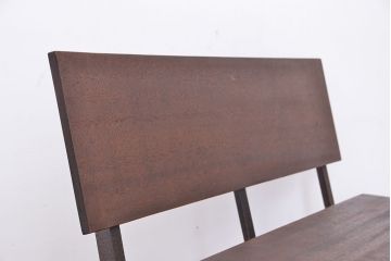 アンティーク家具　アンティーク　古材無垢材を使った背もたれ付シンプル長イス・ベンチ(長椅子)(中)(2)