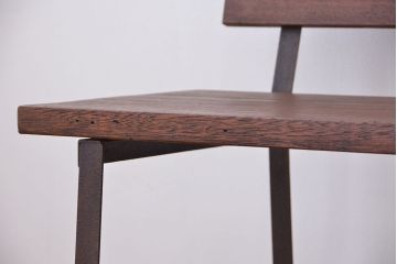 アンティーク家具　アンティーク　古材無垢材を使った背もたれ付シンプル長イス・ベンチ(長椅子)(中)(2)