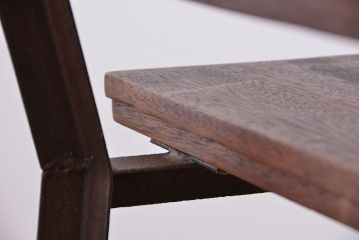アンティーク家具　アンティーク　古材無垢材を使った背もたれ付シンプル長イス・ベンチ(長椅子)(中)(2)